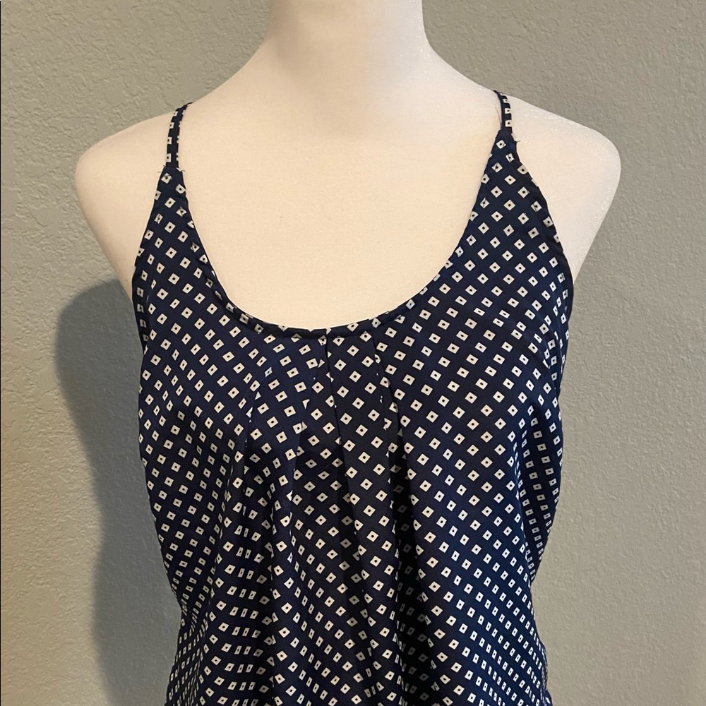 Valerie Bertinelli Navy Blouse Tank, Size Small